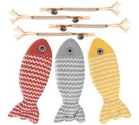 3 Juguetes Pez y 4 Palitos de Catnip, Juguete Interactivo con Matatabi, Masticar para Jugar y Limpiar Dientes