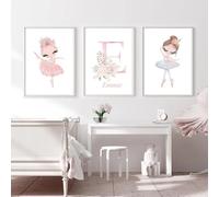 3 Laminas Bailarina Ballet Poster Nombre Personalizado Niña 30x40 Cuadros Decoracion Dormitorios Bailarinas Cuadros Bailarinas Infantiles Decoracion Habitacion Bebé Pared Inicial Rosa Niña Regalo