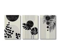 3 láminas de lienzo impresas, pósteres, arte de pared, pintura, collage de plantas geométricas, ilustraciones de formas abstractas, decoración bohemia para sala de estar (20x30cm/sin marco)