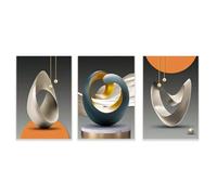 3 láminas de lienzo sin marco para pared, con formas geométricas abstractas de lujo, ideales para la decoración del hogar (70x100cm x 3 / Sin marco)