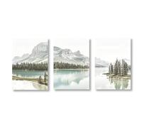3 láminas decorativas de pared con paisaje nórdico de montaña y lago, póster de naturaleza para decoración del hogar, ideal para sala de estar (50x70cm/marco interno)