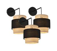 3 lámparas de pared southampton 1xe14 metal-plástico 36x30x18 cm - negro y beige [lux.pro]