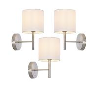 3 lámparas de pared winsford 1x e14 metal-textil 27x21cm - plateado/blanco [lux.pro]