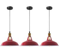 3 lámparas vintage retro lámpara colgante industrial lámpara de techo E27 lámpara de metal lámpara colgante LED loft suspensión suspensión (Ranurado de granero - Rojo)