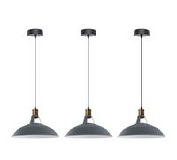 3 lámparas vintage retro lámpara colgante industrial lámpara de techo E27 lámpara de metal lámpara colgante LED loft suspensión suspensión (Ranurado de granero - Gris)