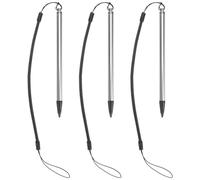 3 lápices capacitivos de pantalla resistiva portátiles con cuerda de resorte para navegador PDA y pantalla táctil de sistemas POS (plateado)