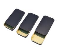 3 latas rectangulares doradas de 15 ml con tapa deslizante - Mini recuerdo/regalo/dulces/bálsamo labial/pastilleros - Plateado - Parte superior deslizante - Tamaño de bolsillo - Camping/Senderismo Uso