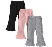 3 leggings deportivos acampanados de pana para yoga, pantalones acampanados para gimnasio, pantalones ligeros, pantalones de longitud completa, ropa de playa, rosa, 18-24 meses