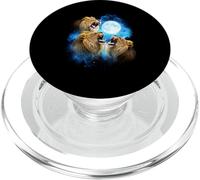 3 león Aullando a la Luna Coloridos Animales Salvajes Azules PopSockets PopGrip para MagSafe