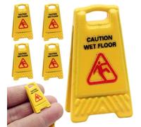 3 letreros de advertencia en miniatura para casa de muñecas, decoraciones realistas de seguridad de precaución para juegos de rol, educación, mejora el diseño de interiores, conciencia de seguridad