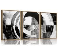 3 lienzos abstractos modernos sin marco para sala de estar, anillos blancos y negros, decoración minimalista, pósteres para dormitorio, oficina, 20 x 30 pulgadas