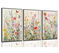 3 lienzos botánicos de acuarela sin marco, diseño botánico de flores silvestres, coloridas impresiones artísticas de flores bohemias, decoración de pared, minimalismo, moderno, para niñas, dormitorio