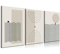 3 lienzos cristianos modernos de mediados de siglo, estilo bohemio, sin marco, para pared, diseño de Jesús caminó sobre el agua, Moisés, minimalismo, beige, neutro, para sala de estar, 20 x 30