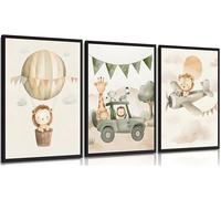 3 lienzos de animales sin marco, arte de pared neutro de animales salvajes, decoración de pared, tema de aventura, póster de impresión para sala de estar, dormitorio, decoración del hogar, 12 x 16