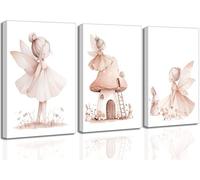 3 lienzos de hadas rosas para habitación de niñas, decoración de pared, decoración de pared, bonitos pósteres de hadas para habitación de niños, habitación de niñas, decoración del hogar, sin marco, 8