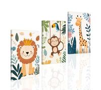 3 lienzos de safari sin marco para decoración de pared de habitación de niños, decoración de pared para bebé, niño y niña, decoración de habitación infantil, 8 x 12 pulgadas
