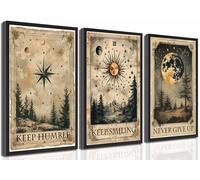 3 lienzos de tarot vintage para pared, retro, astrología, cielo místico, pinturas celestiales, imágenes para decoración de pared, póster impreso para dormitorio, apartamento, decoración del hogar, sin