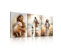 3 lienzos sin marco para pared, diseño de Jesús salva al cordero perdido y Jesús caminando sobre el agua, obras de arte religiosas cristianas para decoración de pared, póster de impresión HD para