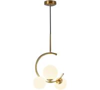 3-Light Globe Chandelier Pendant Light - Gold Ceiling Lamp with White Glass, Adjustable Cord for Bedroom, Living Room, Dining Room, and Kitchen Island