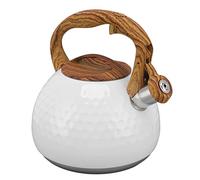 3 Liter Whistling Tea Kettle, Stainless Steel Teapot with Loud Whistle, Large Capacity Water Boiler for Induction Stove Electric Ceramic Gas Stove, Ergonomic Handle Anti - Scald De (Blanco puro)