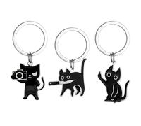 3 Llaveros De Gato, Llaveros Divertidos Y Divertidos, Accesorios Coles De Mochila, Pequeños Regalos Creativos (Negro).