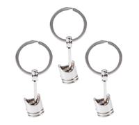 3 llaveros de pistón de motor de coche de moda, plateados