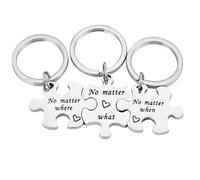 3 llaveros de regalo de relación a larga distancia, regalos para parejas, hermanas, regalos de graduación para hermana, amiga, llavero de rompecabezas, regalos de amistad, plata, talla única