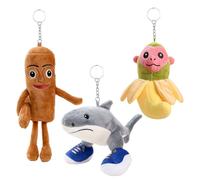 3 llaveros de Tung Sahur Plush, Tralala, peluche italiano rojo cerebro para adultos y fans (tiburón 15 cm, figura de varilla 24 cm, mono 15 cm)