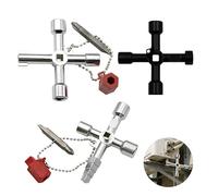 3 llaves universales, llave para válvula de gas para armario de control grifo multifuncional de 4 vías cuadrada universal para contadores de agua, contadores de electricidad, radiadores y ascensores