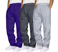 3 lotes correr carga hombre holgada sudaderas con cordón de sujeción bolsillos múltiples pantalones militares tácticos cintura elástica ancha ligera inferior de correr, 01-morado, S