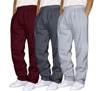 3 lotes correr carga hombre holgada sudaderas con cordón de sujeción bolsillos múltiples pantalones militares tácticos cintura elástica ancha ligera inferior de correr, 01-vino, XL