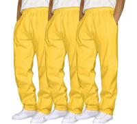 3 lotes correr carga hombre holgada sudaderas con cordón de sujeción bolsillos múltiples pantalones militares tácticos cintura elástica ancha ligera inferior de correr, 02-amarillo, XXL