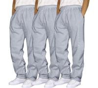 3 lotes correr carga hombre holgada sudaderas con cordón de sujeción bolsillos múltiples pantalones militares tácticos cintura elástica ancha ligera inferior de correr, 02-gris, 3XL