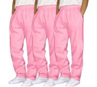 3 lotes correr carga hombre holgada sudaderas con cordón de sujeción bolsillos múltiples pantalones militares tácticos cintura elástica ancha ligera inferior de correr, 02-rosa, L