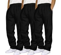 3 lotes correr carga hombre holgada sudaderas con cordón de sujeción bolsillos múltiples pantalones militares tácticos cintura elástica ancha ligera inferior de correr, 02-negro, L