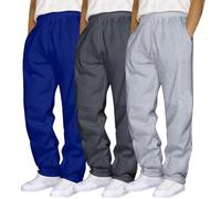 3 lotes correr carga hombre holgada sudaderas con cordón de sujeción bolsillos múltiples pantalones militares tácticos cintura elástica ancha ligera inferior de correr, 01-azul, 3XL