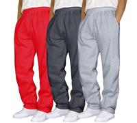 3 lotes correr carga hombre holgada sudaderas con cordón de sujeción bolsillos múltiples pantalones militares tácticos cintura elástica ancha ligera inferior de correr, 01-rojo, XL