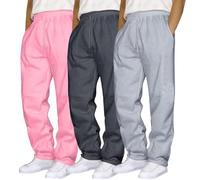 3 lotes correr carga hombre holgada sudaderas con cordón de sujeción bolsillos múltiples pantalones militares tácticos cintura elástica ancha ligera inferior de correr, 01-rosa, S