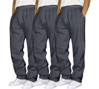 3 lotes correr carga hombre holgada sudaderas con cordón de sujeción bolsillos múltiples pantalones militares tácticos cintura elástica ancha ligera inferior de correr, 02-gris oscuro, 3XL