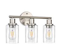 3 Luces Baño Tocador Lámpara de Pared Vintage Industrial Aplique de Pared con Pantalla de Vidrio Edison E27 Portalámparas Niquel Pulido para Sala de Estar Dormitorio Pasillos