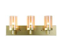 3 Luces Espejo de Baño Retro, Espejo Dorado Vintage con Lámpara de Vidrio, E27*3, Luces de Armario de Espejo de Metal, Lámpara de Pared para Cama en Hoteles Y Restaurantes