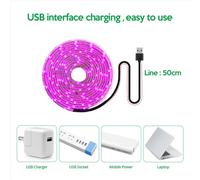 3 luces LED de cultivo de espectro completo, 5 V, USB, 2835, fitolamps para plantas, 100 cm