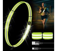 3 luces para correr con reflectores cinturón + pulsera reflectante LED lámpara de correr ajustable USB recargable luz de seguridad para correr correr correr senderismo perros deportes al aire libre