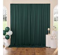 3 m× 3 m sin Arrugas Cortinas sobre Fondo Hunter Verde para la Fiesta de Boda, 2 Paneles de poliéster Hunter Verde de 1,5 m × 3 m Fondo Teatro decoración cumpleaños bebé Fiesta Nupcial Ducha