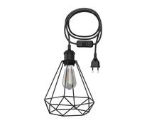 3 m cable textil RETRA interruptor vintage pantalla jaula negra + lámpara LED