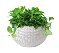 3 macetas de ratán de imitación para Colgar en la Pared, 21 x 16,5 cm, planificadores Colgantes con 2 Ganchos, Cesta para Colgar en la Pared, decoración de Pared, Soportes para Plantas