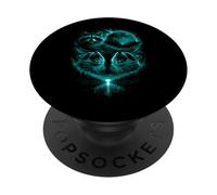 3 Mapache Aullando Azul Frío Luna Llena Eclipse Bosque Cósmico PopSockets PopGrip Adhesivo