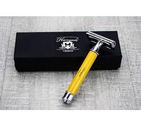 3 maquinillas de afeitar para hombre en color amarillo, perfectas para un afeitado profundo y limpio. Viene en una caja de diseñador.