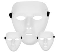 3 máscaras de Halloween de cara completa de 7, 7 x 6, 5 pulgadas, blancas para hombre, máscara de mascarada en blanco para disfraz novedoso, proyectos artísticos de cosplay, máscara de teatro en bl