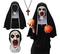 3 máscaras de Halloween, máscara de malla transpirable, máscara de cabeza completa, disfraz de Halloween más espeluznante con collar de cruz, capa para cosplay, demonio, gótico, terror sobrenatural